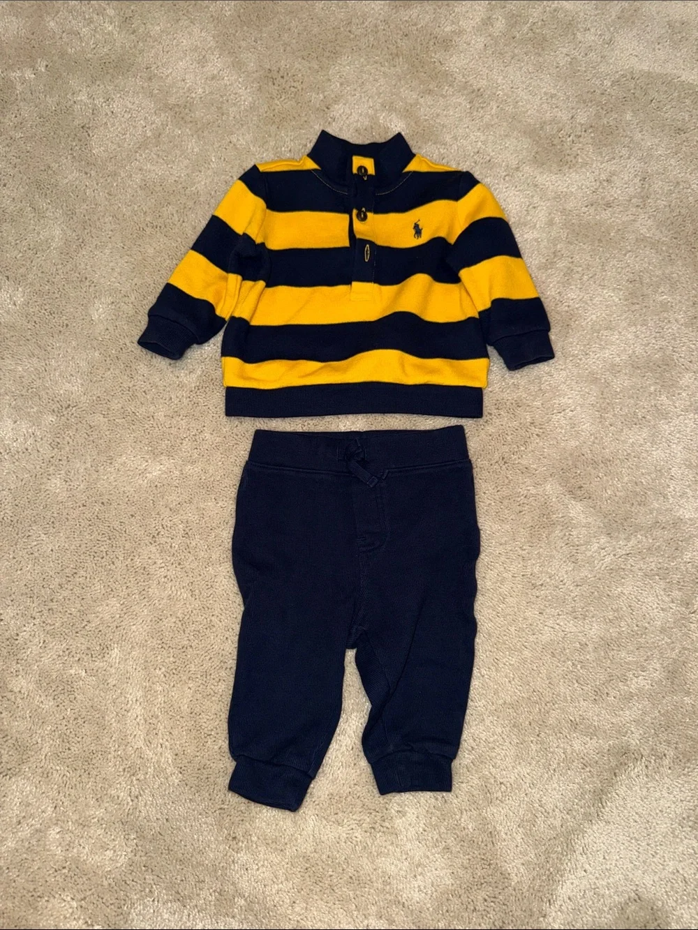 Ralph Lauren Baby Boys Rib-Knit Pullover & Jogger Pant Set